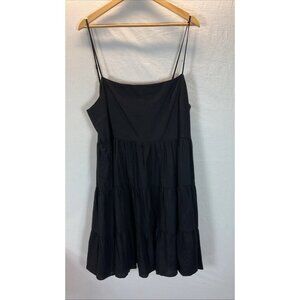 NEW Banana Republic Black Tiered Sun Dress linen‎ smocked square neck XL flowy